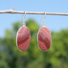 Boucles d'oreilles ovales pierre Jaspe rouge