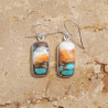 Boucles d'oreilles rectangulaires Turquoise Oyster et argent