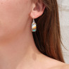 Boucles d'oreilles rectangulaires Turquoise Oyster et argent