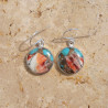 Boucles d'oreilles rondes Turquoise Oyster et argent