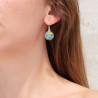 Boucles d'oreilles rondes Turquoise Oyster et argent