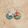 Boucles d'oreilles rondes Turquoise Oyster et argent