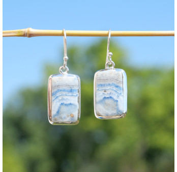 Boucles d'oreilles rectangulaires pierre Sheelite et argent