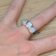 Bague argent 3 Pierres de lune ovales facettées (blanc) T55 Bague argent 3 Pierres de lune ovales facettées (blanc) T55