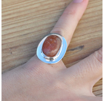 Belle bague Pierre de soleil rectangulaire et argent 925 femme