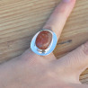 Belle bague Pierre de soleil rectangulaire et argent 925 femme