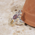 Longue bague 7 pierres facettées Citrine Amétrine Cristal de roche T57