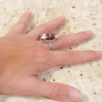 Bague en argent 4 pierres Grenat et 3 Perles T56 réglable