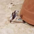 Bague en argent 4 pierres Grenat et 3 Perles T56 réglable