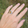 Bague argent pierre goutte en Citrine et zircons T52