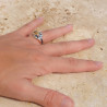 Bague argent pierre goutte en Citrine et zircons T52