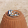 Bague argent pierre goutte en Lapis lazuli et zircons T60