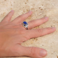 Bague argent pierre goutte en Lapis lazuli et zircons T60