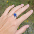 Bague argent pierre goutte en Lapis lazuli et zircons T60