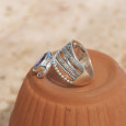 Bague bandeau en argent et pierre goutte Améthyste T52