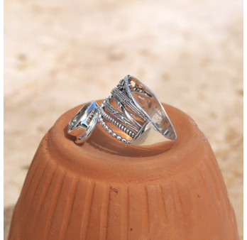 Bague bandeau en argent et pierre goutte Prasiolite T57