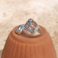 Bague bandeau en argent et pierre goutte Prasiolite T57