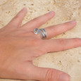 Bague bandeau en argent et pierre goutte Prasiolite T57