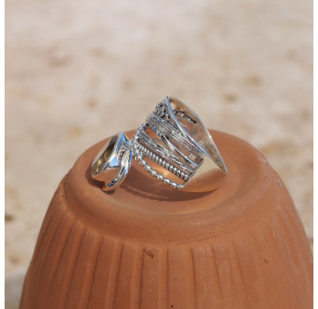 Bague bandeau en argent et pierre goutte Citrine T52