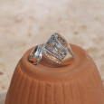 Bague bandeau en argent et pierre goutte Citrine T52