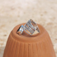 Bague bandeau en argent et pierre goutte Onyx noir T52