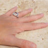 Bague en argent martelé et pierre carrée Cristal de roche T54