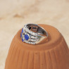Bague large en argent et 8 petites pierres en Lapis lazuli T57