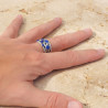 Bague large en argent et 8 petites pierres en Lapis lazuli T57