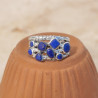 Bague large en argent et 8 petites pierres en Lapis lazuli T57