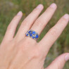 Bague large en argent et 8 petites pierres en Lapis lazuli T57