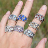 Bague large en argent et 8 petites pierres en Lapis lazuli T57