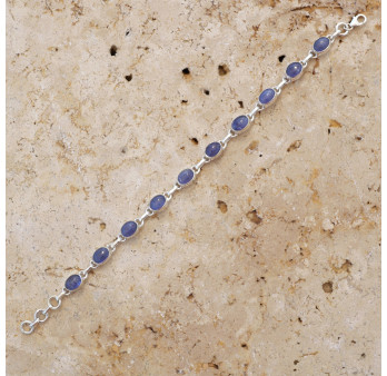 Bracelet fin en argent et 10 pierres ovales en Tanzanite