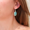 Grandes boucles poires en argent et Turquoise mohave