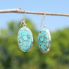 Grandes boucles ovales en argent et Turquoise mohave