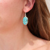 Grandes boucles ovales en argent et Turquoise mohave
