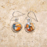 Boucles d'oreilles rondes Turquoise Oyster et argent