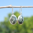 Boucles d'oreilles ovales argent et pierre Séraphinite