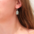 Boucles d'oreilles rectangulaires argent et pierre Séraphinite