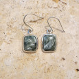 Boucles d'oreilles rectangulaires argent et pierre Séraphinite