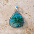 Gros pendentif goutte argent double et pierre Azurite Malachite Gros pendentif goutte argent double et pierre Azurite Malachite