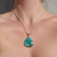 Gros pendentif goutte argent double et pierre Azurite Malachite Gros pendentif goutte argent double et pierre Azurite Malachite