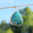 Gros pendentif goutte argent double et pierre Azurite Malachite Gros pendentif goutte argent double et pierre Azurite Malachite