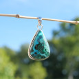 Pendentif goutte argent double et pierre Azurite Malachite Pendentif goutte argent double et pierre Azurite Malachite