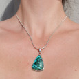 Pendentif goutte argent double et pierre Azurite Malachite Pendentif goutte argent double et pierre Azurite Malachite