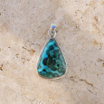 Pendentif goutte argent double et pierre Azurite Malachite Pendentif goutte argent double et pierre Azurite Malachite