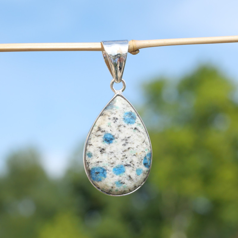 Pendentif goutte pierre Jaspe K2 et argent