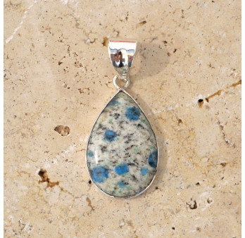 Pendentif goutte pierre Jaspe K2 et argent
