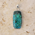 Pendentif rectangulaire argent double et pierre Azurite Malachite Pendentif rectangulaire argent double et pierre Azurite Malachite