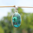 Pendentif ovale argent et pierre Azurite Malachite