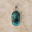 Pendentif ovale argent et pierre Azurite Malachite